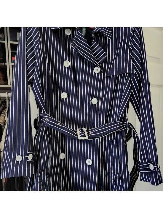 Ralph Lauren Jackets & Blazers - NEW LAUREN RALPH LAUREN NAVY/WHITE PINSTRIPE TRENCH SZ XL